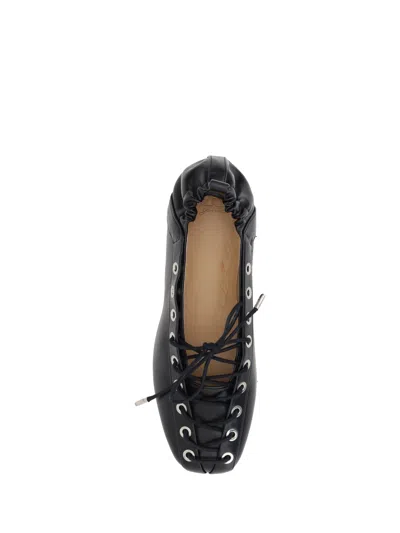 Ganni Lace Up Ballerina | In Black
