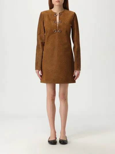 Gucci Gg Suede Dress With Horsebit Detail In Brown