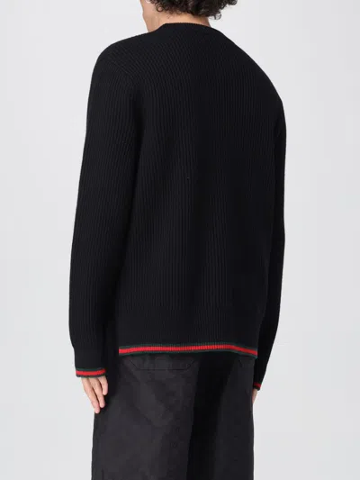 Gucci Long-sleeve Black Crewneck Sweater With Ribbed Details In Black
