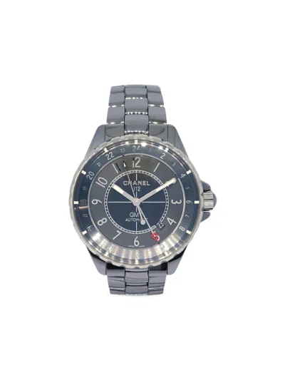 Pre-owned Chanel 2013 Ceramic J12 Gmt 41mm In Blue