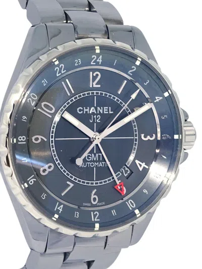 Pre-owned Chanel 2013 Ceramic J12 Gmt 41mm In Blue