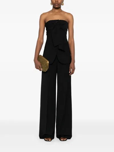 Max Mara Wide-leg Black Trousers In Compact Cady