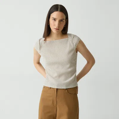 Theory Cap Sleeve Top In Crinkle Check