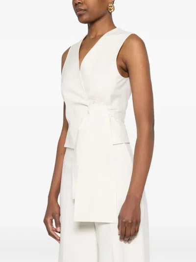 Max Mara Sleeveless V-neck Vest Tie Detail