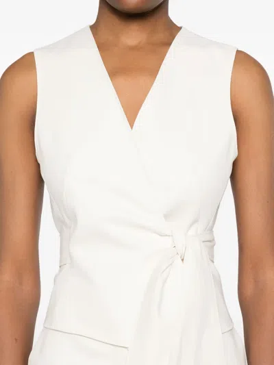 Max Mara Sleeveless V-neck Vest Tie Detail