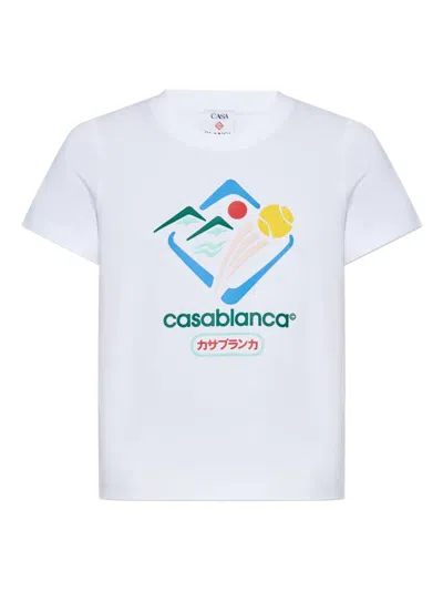 Casablanca Mountain Sports Cropped T-shirt In White