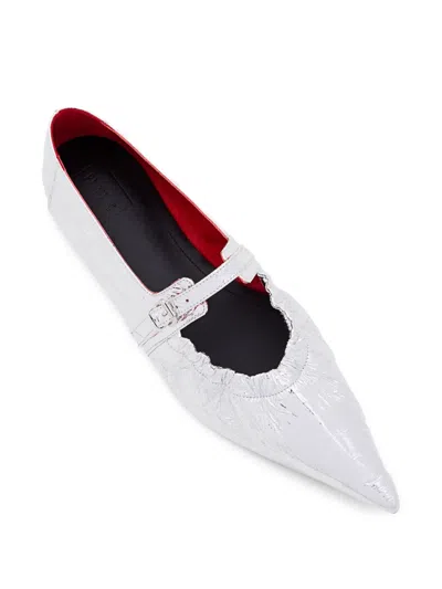 Plan C Metallic Ballet Flats In Silver