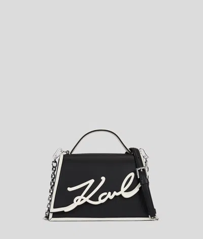 Karl Lagerfeld Signature Leather Top-handle Bag In Schwarz