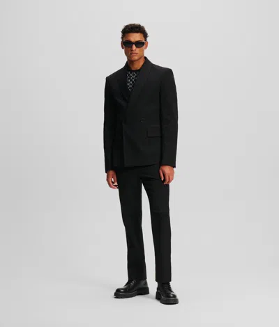 Karl Lagerfeld Monogram Double-breasted Blazer In Black