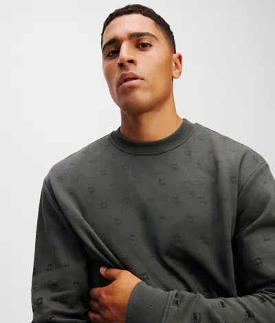 Karl Lagerfeld Ikon All-over-print Sweatshirt In Black