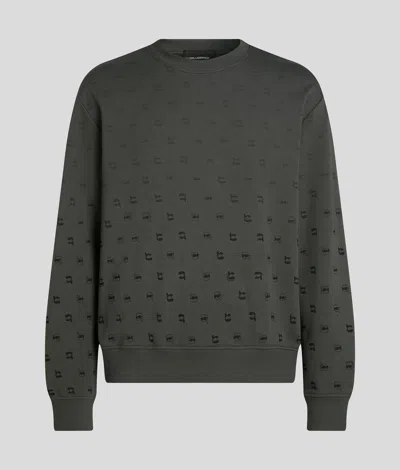 Karl Lagerfeld Ikon All-over-print Sweatshirt In Black