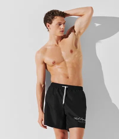 Karl Lagerfeld Hotel Karl Medium-length Boardshorts In Black
