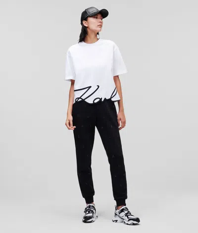 Karl Lagerfeld Signature Hem T-shirt In White