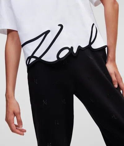 Karl Lagerfeld Signature Hem T-shirt In White