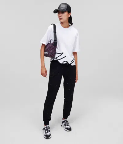 Karl Lagerfeld Signature Hem T-shirt In White
