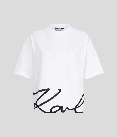 Karl Lagerfeld Signature Hem T-shirt In White