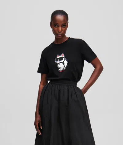 Karl Lagerfeld Ikon Choupette T-shirt In Black