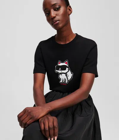 Karl Lagerfeld Ikon Choupette T-shirt In Black