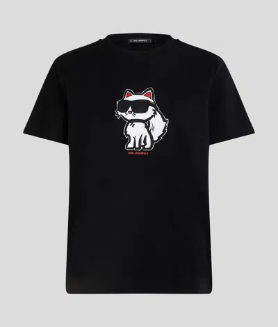 Karl Lagerfeld Ikon Choupette T-shirt In Black