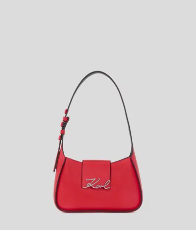 Karl Lagerfeld Shoulder S Red Silver Logo Detail