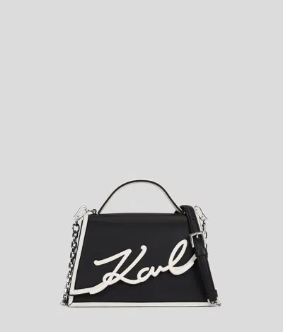 Karl Lagerfeld Signature Leather Top-handle Bag In Schwarz