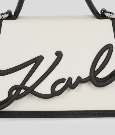 Karl Lagerfeld Signature Leather Top-handle Bag In White
