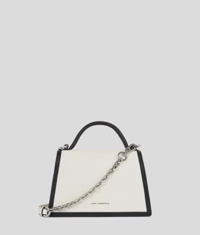 Karl Lagerfeld Signature Leather Top-handle Bag In White