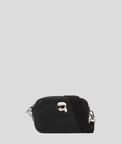 Karl Lagerfeld Ikon Pin Leather Camera Bag In Black