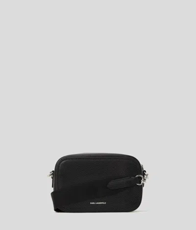 Karl Lagerfeld Ikon Pin Leather Camera Bag In Black