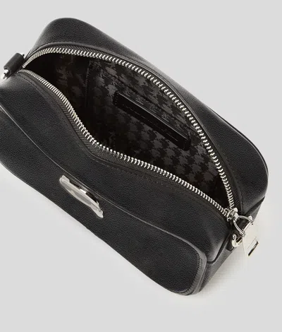 Karl Lagerfeld Ikon Pin Leather Camera Bag In Black