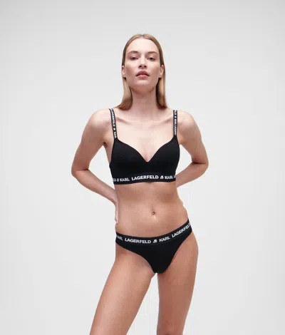 Karl Lagerfeld Logo Padded Bra In Black