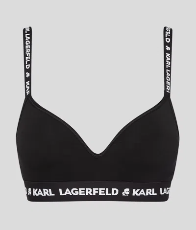 Karl Lagerfeld Logo Padded Bra In Black