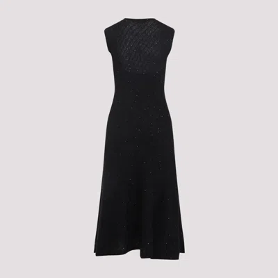 Fabiana Filippi Black Wool Sequins Midi Dress