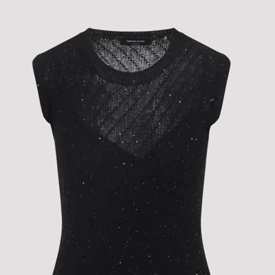 Fabiana Filippi Black Wool Sequins Midi Dress