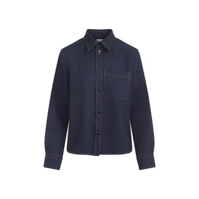Bottega Veneta Wool Drill Shirt With Yellow Stitching