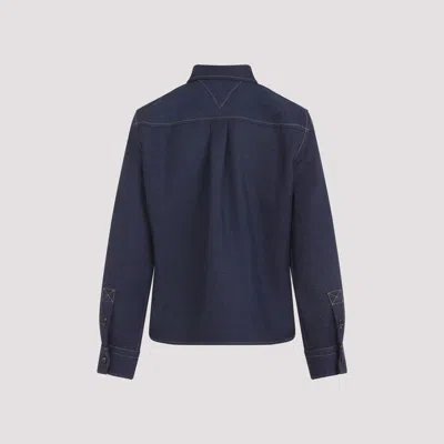 Bottega Veneta Wool Drill Shirt With Yellow Stitching