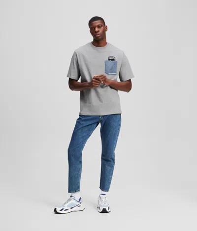 Karl Lagerfeld Ikon Denim Pocket T-shirt In Gray