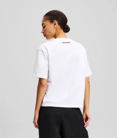 Karl Lagerfeld Signature Hem V-neck T-shirt In White