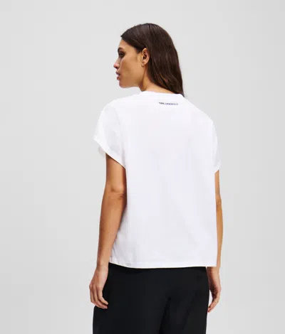 Karl Lagerfeld Woman T-shirt White Size L Organic Cotton