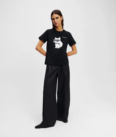 Karl Lagerfeld Ikon Choupette Aquarelle T-shirt In Black