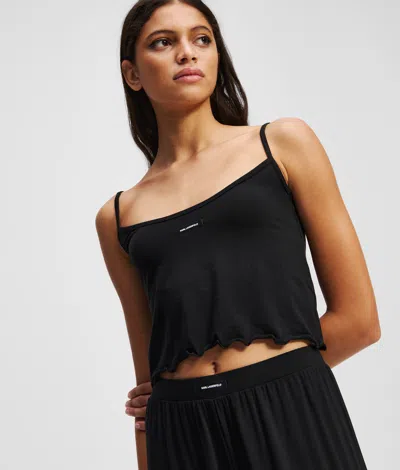 Karl Lagerfeld Logo Pajama Set In Black