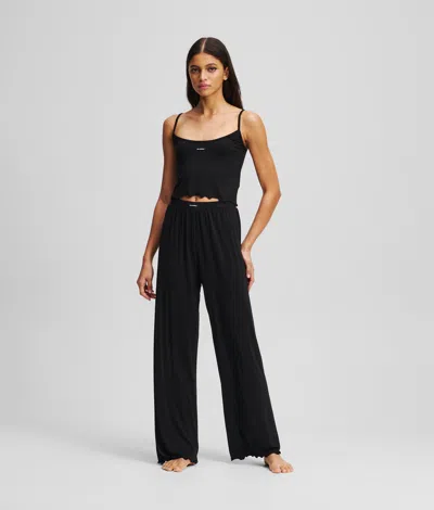 Karl Lagerfeld Logo Pajama Set In Black