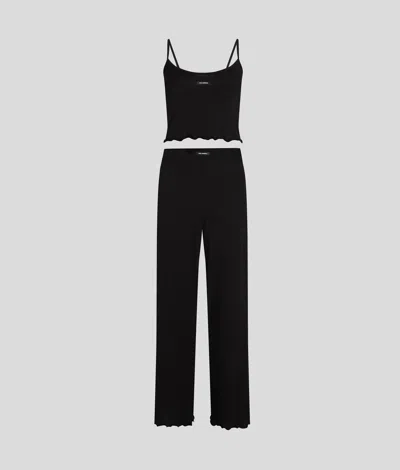 Karl Lagerfeld Logo Pajama Set In Black