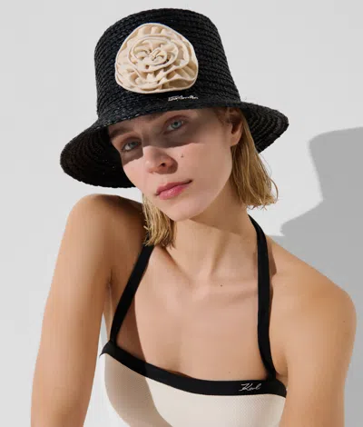 Karl Lagerfeld Raffia Flower Bucket Hat