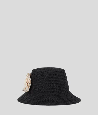 Karl Lagerfeld Raffia Flower Bucket Hat