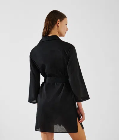 Karl Lagerfeld Dna Signature Semi-sheer Beach Dress In 999 Black
