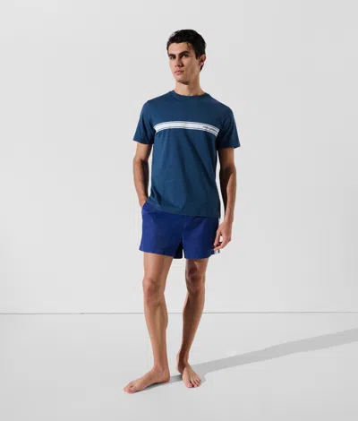 Karl Lagerfeld Blue Crewneck Striped Logo T-shirt