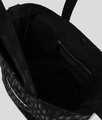 Karl Lagerfeld Monogram Cotton-blend Tote Bag In Black