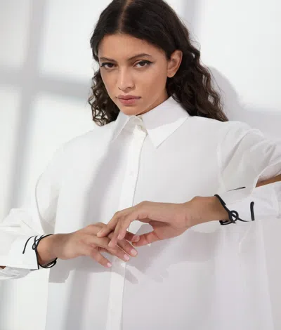 Karl Lagerfeld Signature Cuff Poplin Shirt In White