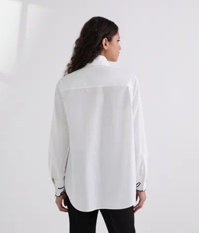 Karl Lagerfeld Signature Cuff Poplin Shirt In White